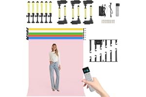 WELLMAKING 6-Roller Motorized Background System with Remote, Wall Mount Electric Backdrop Support for Photo Video Studio, Liv