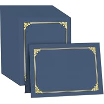 Lot De 25 Couvertures De Diplômes Sudemota Bleu Avec Bordure Or - Format 8.5x11 Pouces