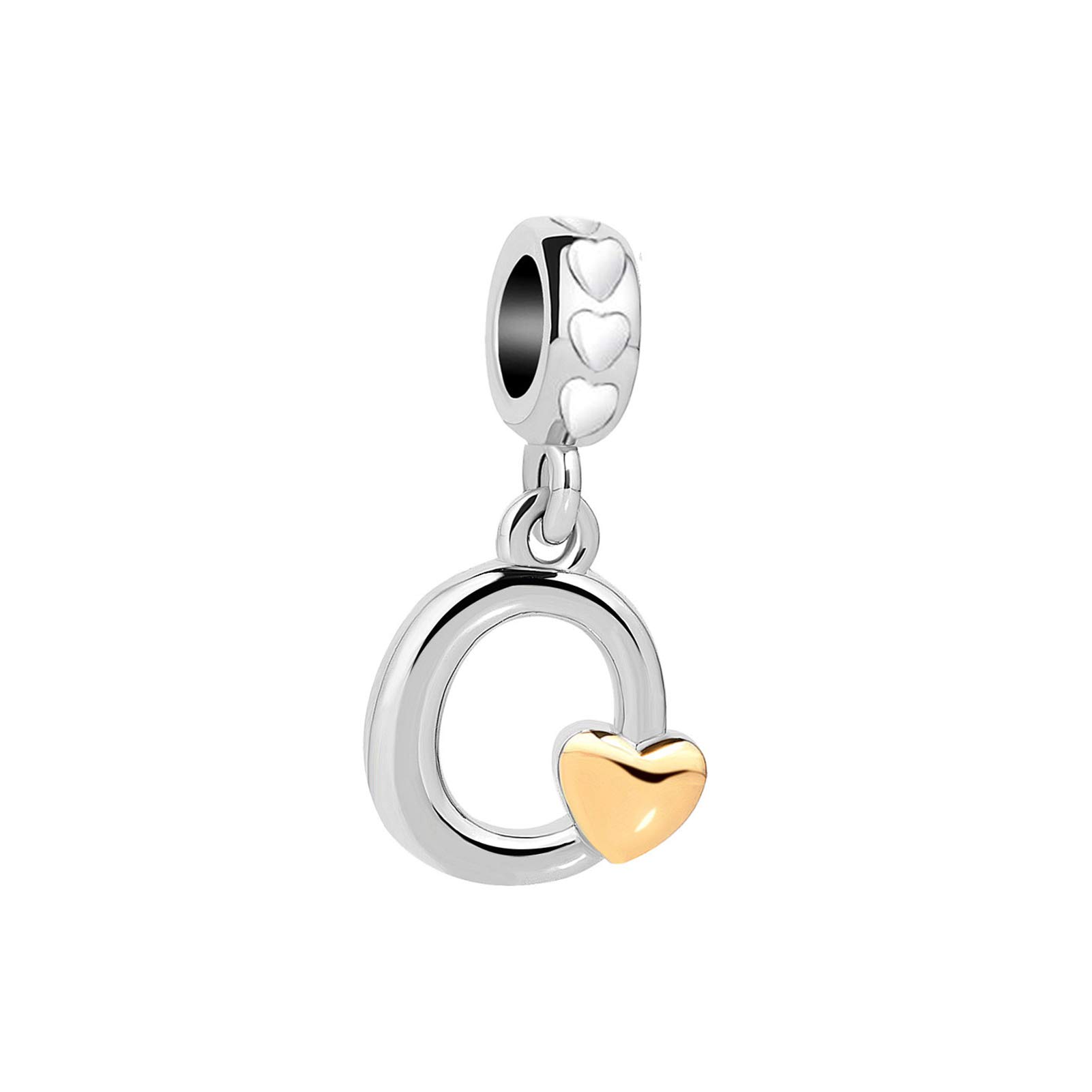 O Letter Initial Name Alphabet Love Heart Pendant Charm fits Pandora Charms Bracelets Birthday Jewellery Gift for Family Christmas Mum Granddaughter