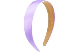 SuPoo Light Purple Headbands Satin Silk Purple Headbands for Women Girls 1.1 inch Lavender Hard Head Band Non Slip DIY Hair Band Hoop Trendy Diademas Para Mujer Simple Solid Hairbands