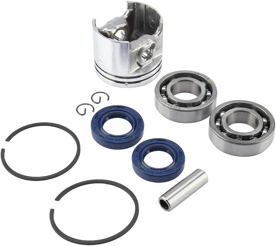 TOPINCN 37Mm Piston Ring Oil Seal Gasket Bearing Kit Assembly Fit for Stihl 017 Ms170 Chainsaw Parts - 8Mm Pin