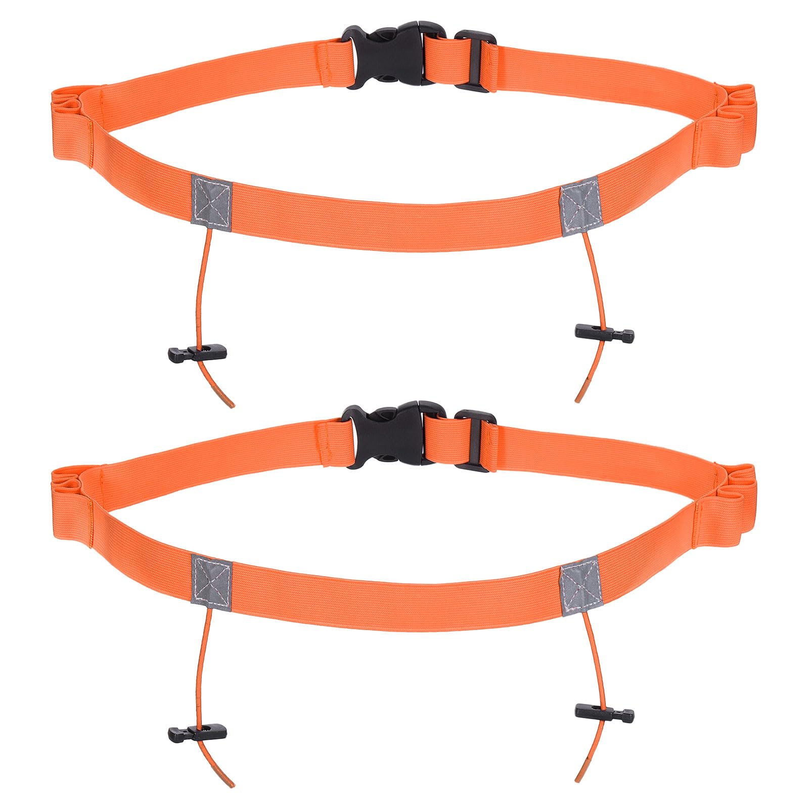 PATIKIL Elastic Triathlon Running Belt, 2 Pack Adjustable Race Number Belt Race Belt Bib Holder with 6 Energy Gel Loops for Marathons Racing Cycling, Orange
