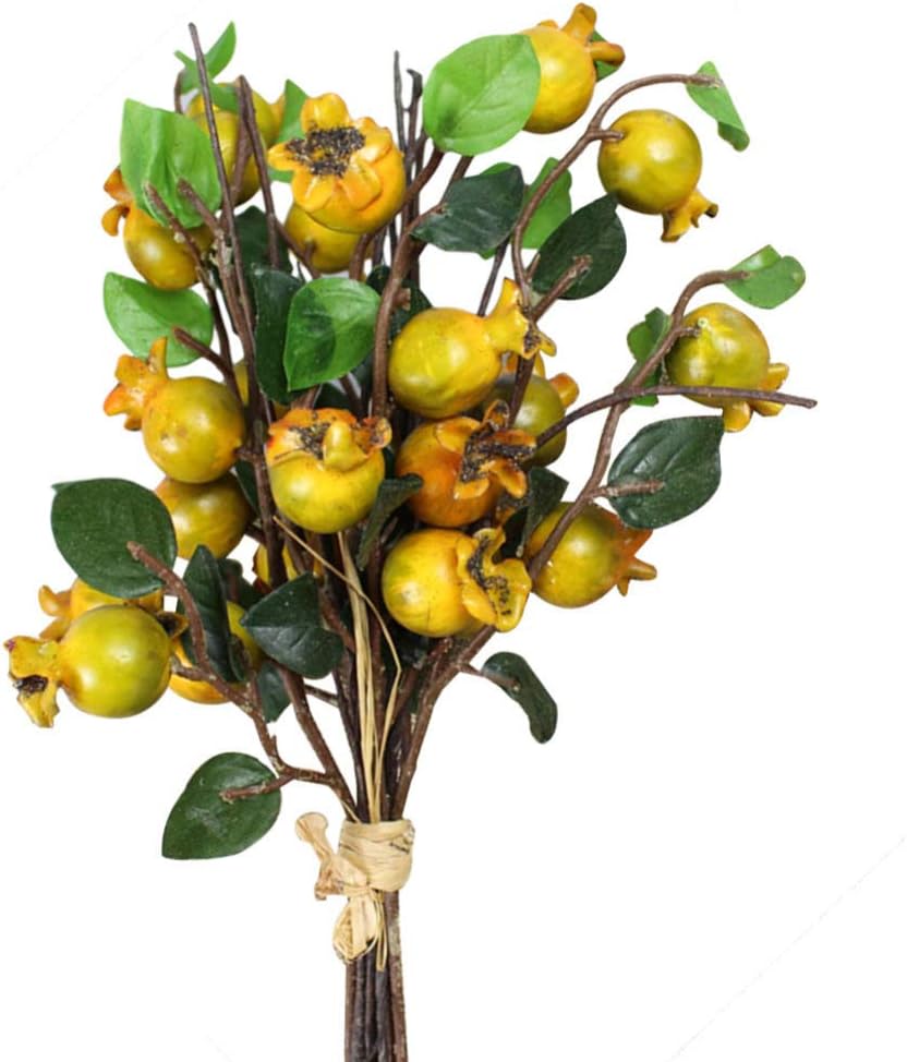 Artibetter Artificial Rosehip Berries Fake Berries Decor Pomegranate Bouquet Alternative to Christmas Holly Berries Wedding Farmhouse Decor - 5 Groups (Yellow)