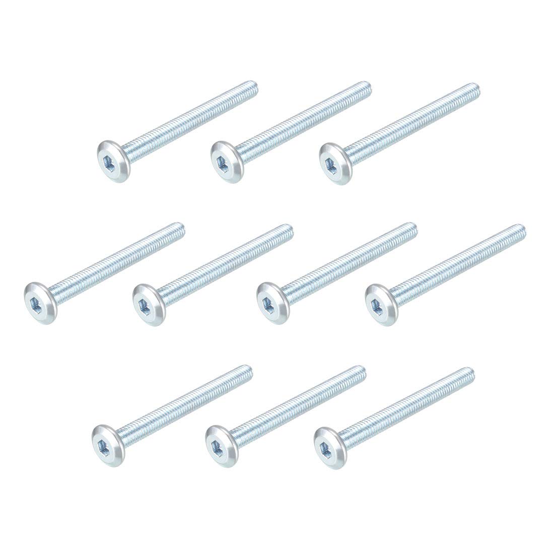 sourcing map M6x60mm Furniture Screw Hex Socket Cap Machine Screws Zinc Plated Fasteners Bolts Full Thread Carbon Steel 10Pcs