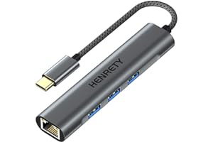 HENRETY USB C to Ethernet Adapter, 4-in-1 USB C Hub with 3 USB 3.0 and RJ45 to Gigabit Ethernet LAN Network Adapter for MacBook Pro/Air 2021/2020/2019, iPad Pro 2021, Chromebook, XPS, Surface Book 3/2/Go