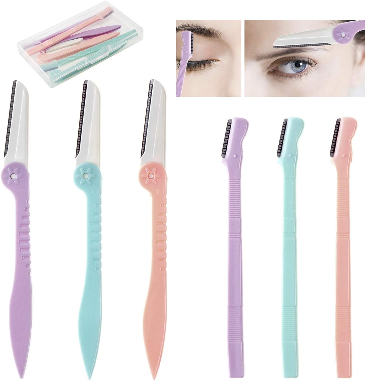 6Pcs Eyebrow Razors Multipurpose Exfoliating Dermaplaning Tool Face Razor and Eyebrow Shaper For Women Man With Precision Cover And Plastic Box