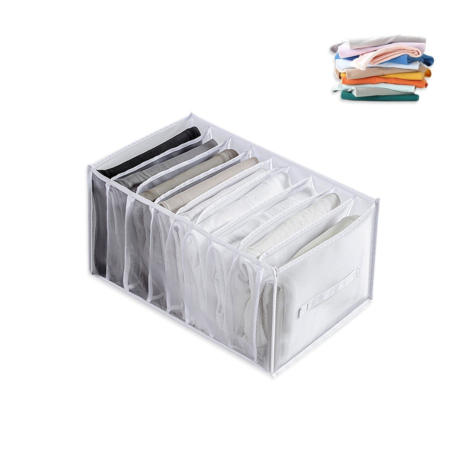 9 Compartment White Drawer Compartment Organizer with Dividers Foldable Wardrobe Organizer for Lingerie Baby Clothes T-Shirt Jeans (1 Pack)