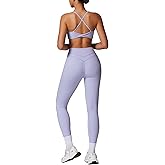 QBGJTD Womens Workout Sets Adjustable Straps Sports Bras and High Waist Leggings Sets Pilates 2 Piece Outfits for Women