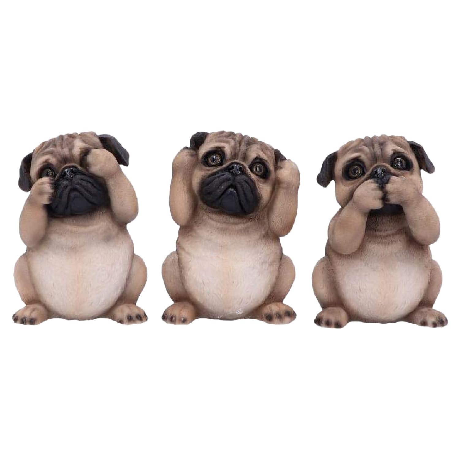 Nemesis Now Three Wise Pugs 8.5cm, Resin, Fawn — image 1
