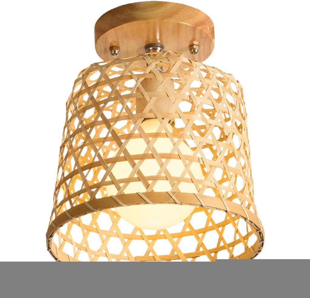 SXFYWYM Ceiling Light Shades for Bedroom Retro Pastoral Corridor Clubhouse Porch Japanese Rattan Bamboo Art Ceiling Lamps