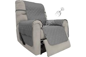 Easy-Going Sofa Slipcover Waterproof Recliner Chair Cover Non-Slip Fabric Couch Cover for Living Room Washable Furniture Protector for Pets Kids Children Dog Cat (Recliner, Gray), 23"
