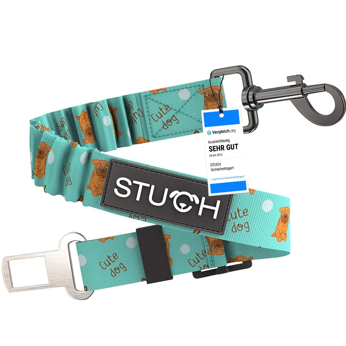 STUCH Universal Bungee Safety Belt for Dogs and Cats - Suitable for All Dog Breeds and Car Types (Turquoise Colour) One Size