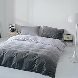 CLOTHKNOW King Comforter Set Grey White 3Pcs Gray