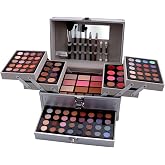 JasCherry All-in-One Make-up Box Set Multi-purpose Cosmetic Storage Beauty Case Professional Contain Eyeshadow Blusher Lip Gloss Cream Brow Powder Highlight and Makeup Pencil Brush #1