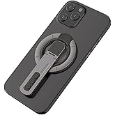 LoveMeGo Double Magnetic Phone Holder, Magnetic Phone Ring, Compatible with MagSafe Phone Grip with 360° Rotation Phone Stand for iPhone 16/15/14/13/12 Series (Black)