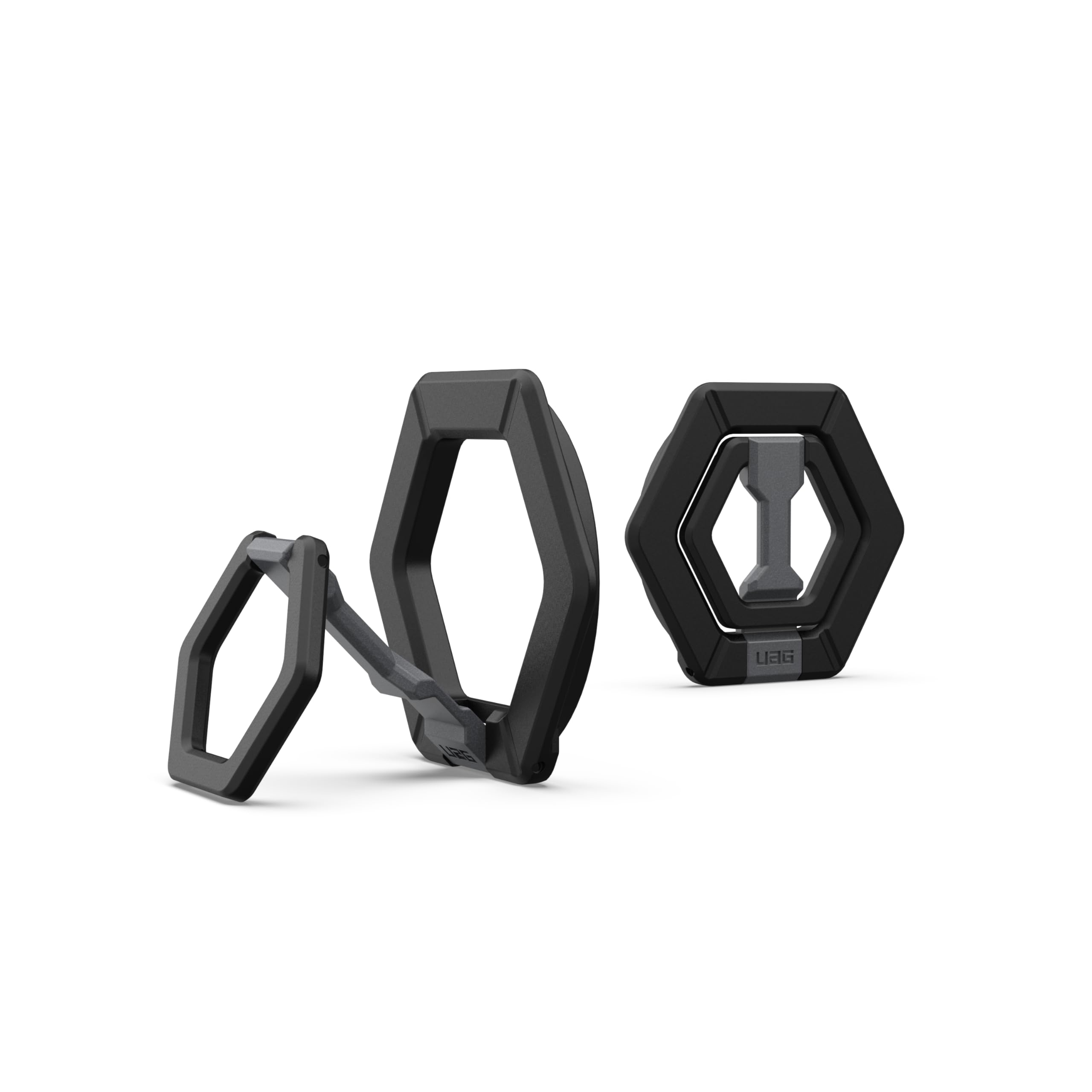 URBAN ARMOR GEAR UAG Magnetic Phone Ring Stand Compatible with MagSafe Magnet, Removable Metal Finger Ring Grip & 360 Rotation Adjustable Kickstand for iPhone 17, Galaxy S26, Black/Silver โ image 1