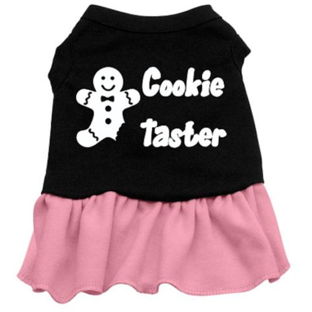 Mirage Cookie Taster Screen Print Dog Dress, X-Small, Black/Pink