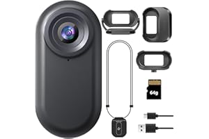 7JI Mini Body Camera 1080P -64GB Wearable Action Body Cam, Magnetic Lanyard, Thumb Size Hands Free Recording Body Worn Camera for Pets, Travel, Work, Water Sports, Outdoor Adventures(Black)