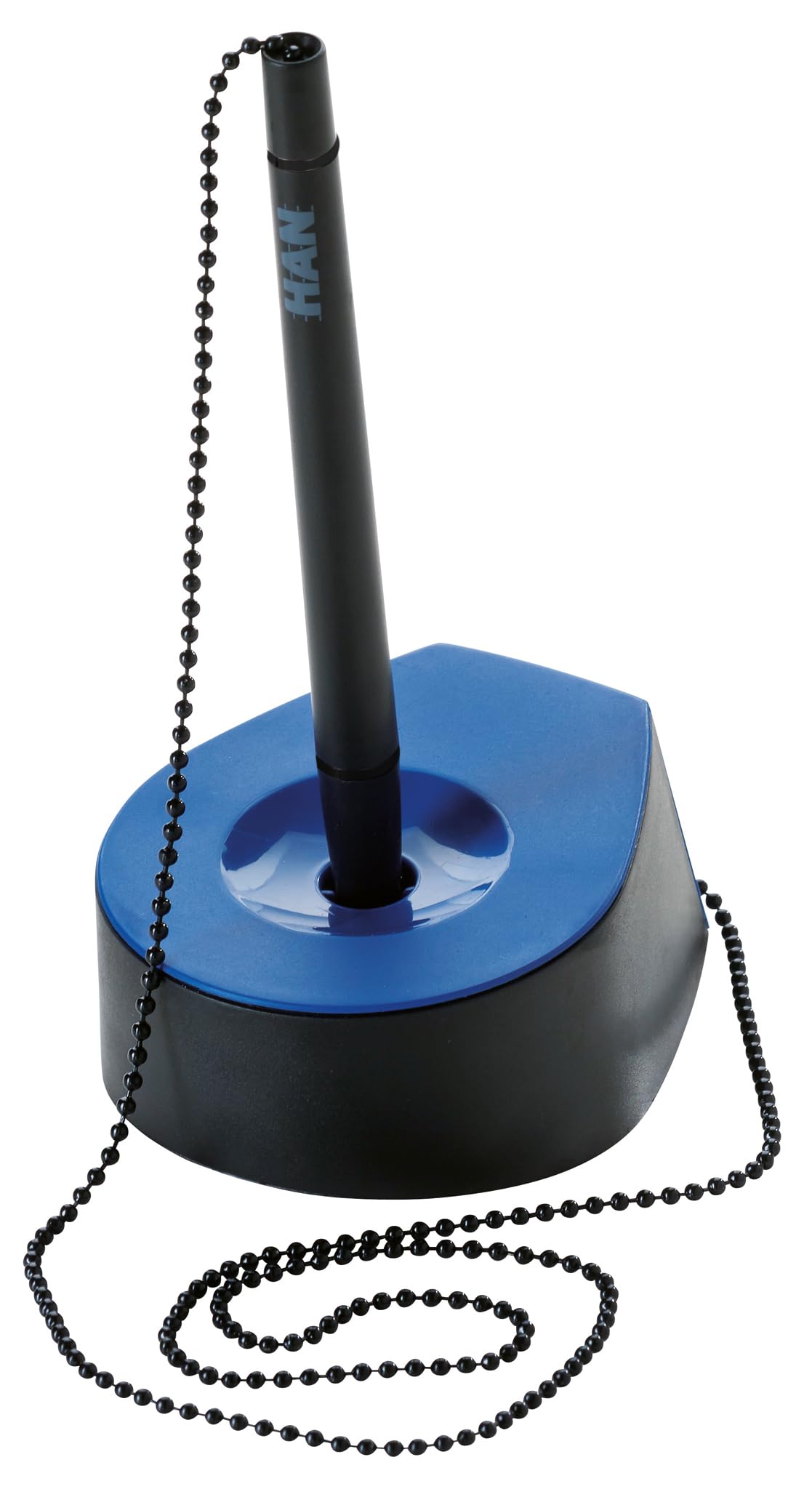 HAN SALSA Pen Holder, Stylish with Robust Metal Chain, Black-Blue