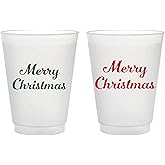 Perfect Stix 16oz Plastic Frost Flex Cups with Merry Christmas Print (Pack of 10ct), Frost Flex 16-Merry Christmas-10ct
