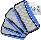 Packing Cubes 4pcs Value Set for Travel , Luggage Organizers  Slim (Blue Tale)