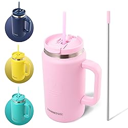 FAHRMOSIS 50 Oz Tumbler with Handle and Straw Large