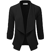 EIMIN Women's 3/4 Sleeve Blazer Open Front Office Work Cardigan Jacket (S-3XL)