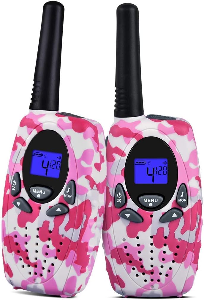 Upgrow M-880 Walkie Talkies 8 Channel 2 Way Radio Kids Toys Wireless 0.5W PMR446 Long Distance Range Walkie Talkie for Field Survival Biking Hiking (Pink Camouflage)