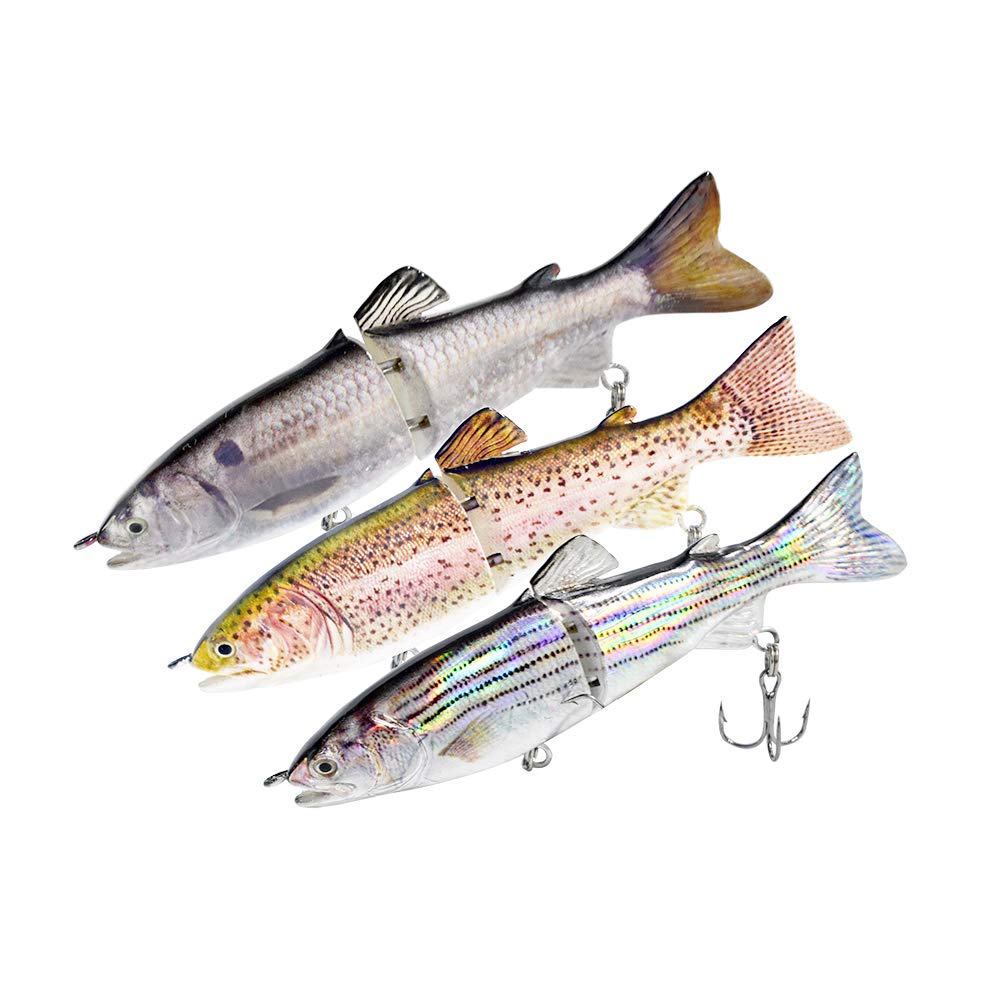 ods lure Fishing Lure Kit with Treble Hooks 5” Glide Bait Jointed Swimbait Lures for Bass Catfish Pike Musky Trout (5"glide bait kit 2)