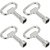 PATIKIL 8mm/0.3" Hole Socket Spanner Key, 4 Pack Zinc Alloy Square Electrical Cabinet Gas Water Meter Switch Safety Key for Cupboard Panel Lock