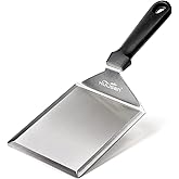 HULISEN Stainless Steel Large Grill Spatula - 6 x 5 Inch Heavy-Duty Metal Spatula with Cutting Edges, Kitchen Griddle Accesso