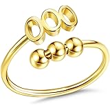 MUSECLOUD Bead Anxiety Ring For Women 925 Sterling Silver Fidget Ring 111 222 333 444 555 666 777 888 999 000 Angel Number Ri
