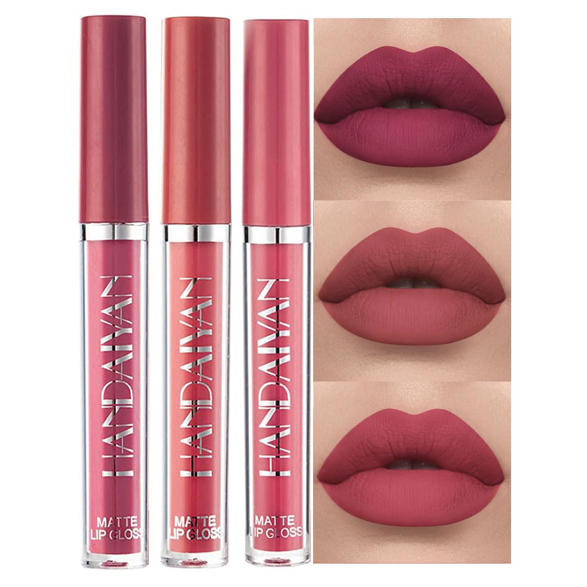 Photo 1 of BestLand 3Pcs Matte Liquid Lipstick Set for Women - 24H Transfer-Proof, Moisturizing & Non-Sticky Lip Gloss I Bold Berry, Warm Rose, Muted Pink I Vegan + Cruelty-Free for Daily & Party