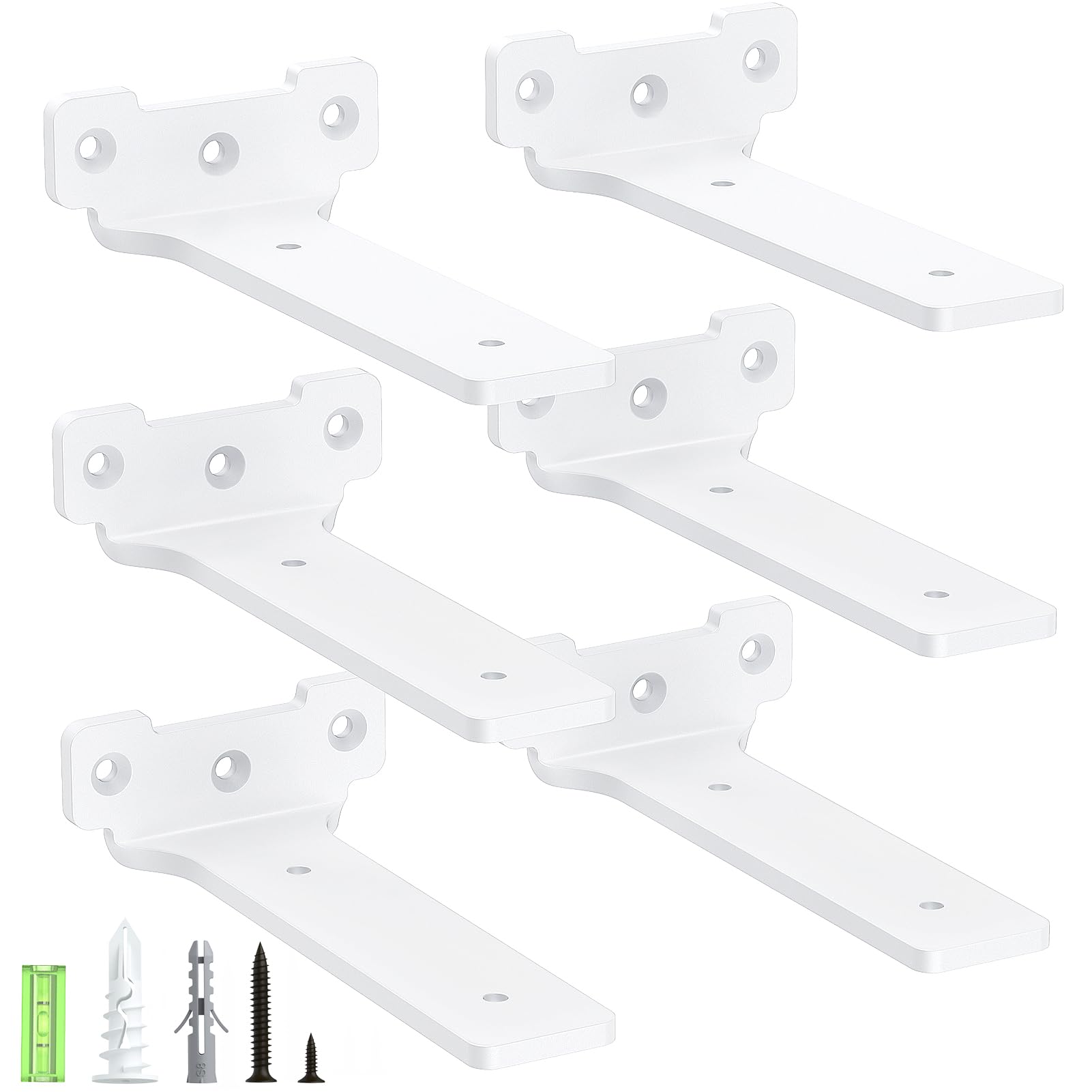 Yeabett Shelf Brackets, 6 Pack Right Angle Floating Shelf Brackets 15cm, 70kg Load Capacity, White