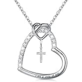 Shusukue Baptism Necklace for Womens Cross Necklace for Baptism 925 Sterling Silver First Communion Cross Pendant Baptism Cross First Communion Jewelry Gifts for Women