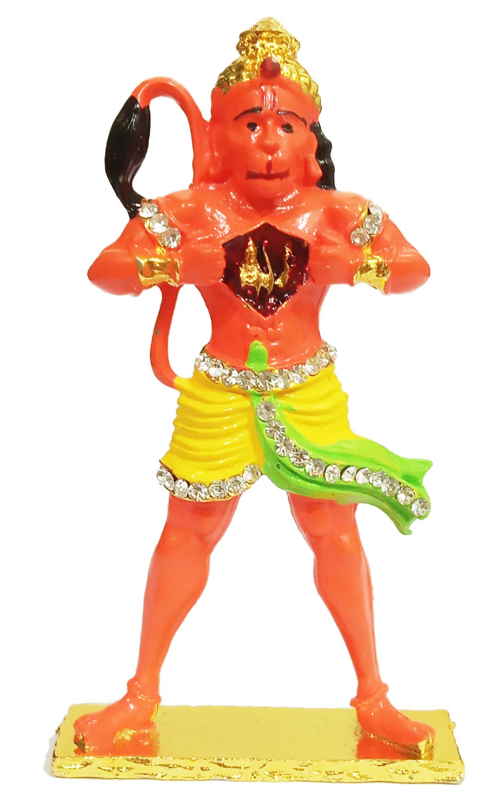 Purpledip Metal Idol Lord Hanuman: Ramayana Depiction of Lord Ram Forever in Hanumanji's Heart (12134)