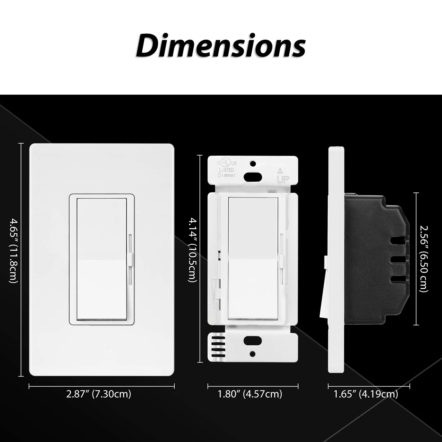 4 Pack - ELECTECK Single Pole/3 Way Dimmer Light Switch for Dimmable LED/Halogen/Incandescent Bulbs, Universal Lighting Control, Screwless Wallplate, UL Listed, White: Industrial & Scientific