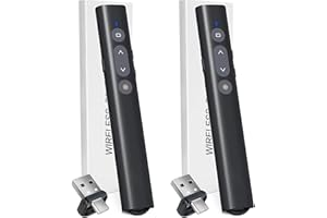 VILNIU (2 Units) Presentation Clicker for PowerPoint Red Laser Pointer, USB A C Wireless Presenter Remote, Google Slide Advancer Projector Smart Board Slideshow PPT Clicker for Mac/Laptop/Computer/Office