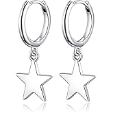 JSGEMSLEE Silver Dangle Hoop Earrings for Women Girls Butterfly Cross Heart Spike Star Earrings Small Huggie Hoop Earrings Hypoallergenic Hoop Earrings Jewelry Gifts