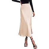 PRETTYGARDEN Women's Satin Skirts Dressy Casual 2026 Fall High Waisted Cocktail Wedding Flowy Elegant A Line Midi Skirt