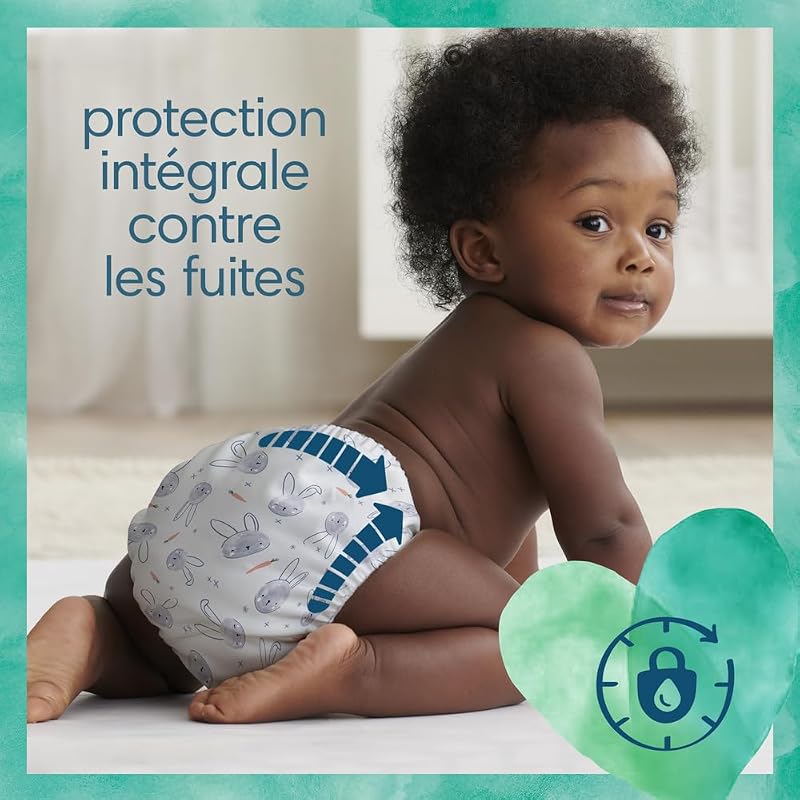 Harmonie Hybrid, 3 Couches Lavables Hybrid, Protège la Peau Sensible des Bébés, Avec des Ingrédients d’Origine Végétale et 0% de Parfum, Motifs Mignons