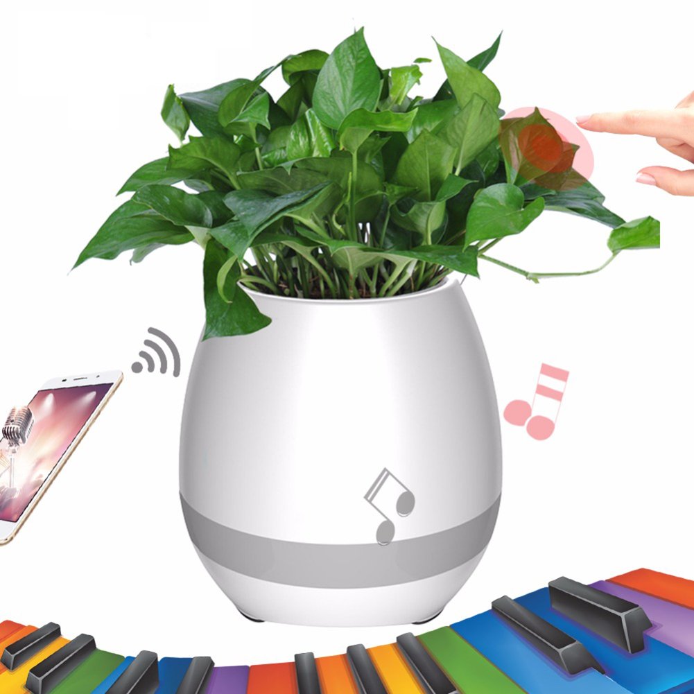 Music Plant Pot, ALBK LED Flower Pot Multi-color Night Light, Smart Touch Plant Piano Music Playing with Bluetooth Speaker as Gift, Decoration-USB Charge(Without Plants)