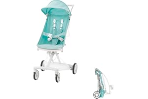 EVOLUR évolur Roamer Ultra Lightweight Stroller, Compact One-Hand Self-Standing Fold Travel Stroller with 5-Point Safety Harness, Adjustable Sun Canopy, 360° Rotating Wheels with Cup Holder - Red