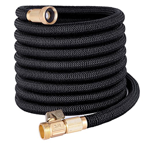 YEAHBEER 50 ft Garden Hose,Double Latex Core with 3/4 Solid Brass Fittings,Durable and Lightweight Expandable Water Hose,Suitable For Home and Commercial Use,Free Storage Bag (50FT)