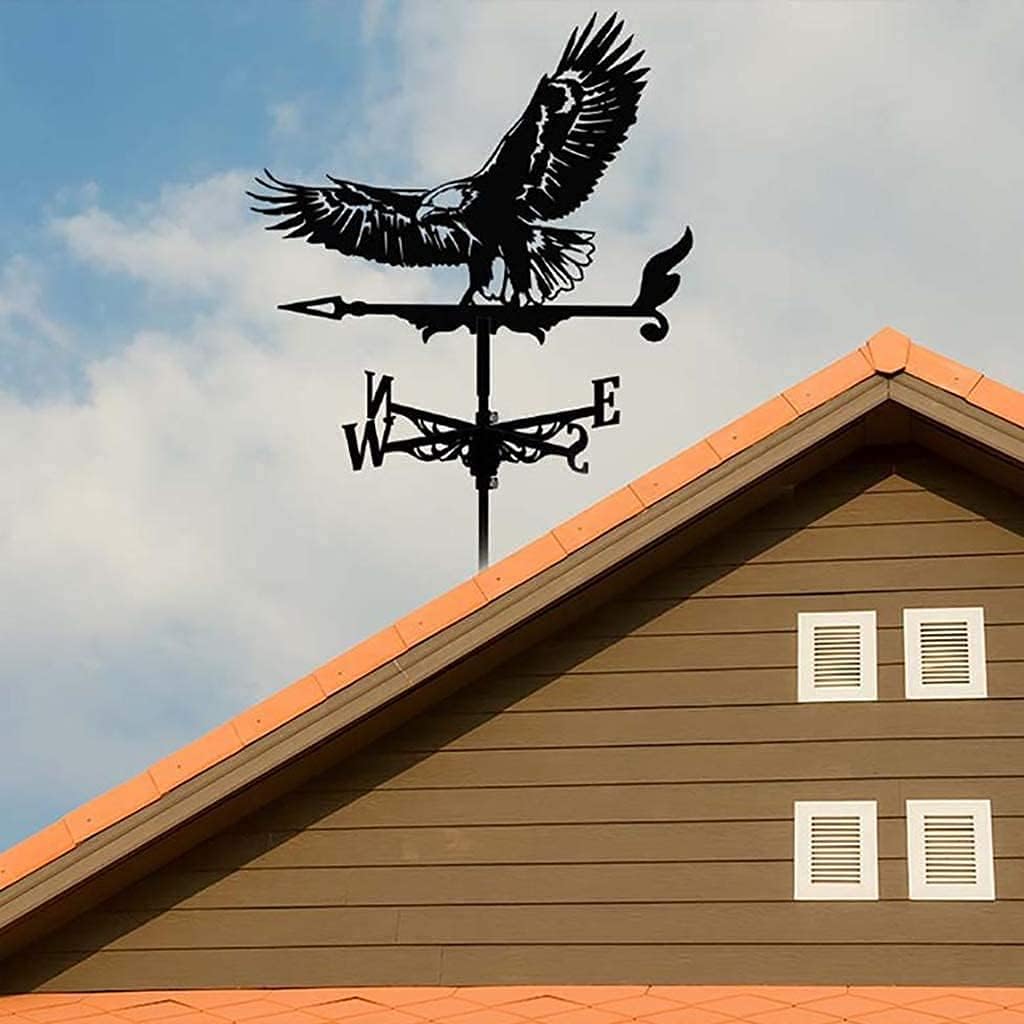 Weathervanes - Metal Weather Vane Wind Direction Measuring Instrument Roof Installation Weather Vane Farm Scene Garden Art Deco Accessories (Eagle)