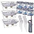 Nicole Fantini 24 Piece Party Serving Kit Includes Chafing Kits and Serving Utensils For All Types Of Parties And Events | Disposable Party Set With A Free Handy Lighter