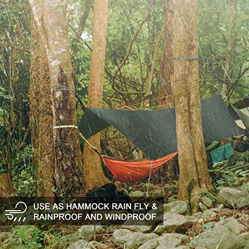 OUTAD Waterproof Camping Tarp Tent Footprint Mutifunctional Groundsheet Picnic and Beach Mat with Drawstring Carrying Bag Dark Green