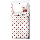 Jay Franco Kids Sheet Set with Fitted, Flat Sheets & Pillow Cover - Ultra-Soft Bedding with Pillowcase for Room Decor, White - Strawberry Shortcake, 3 Piece Twin