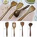 Wooden Cooking Utensils,Wooden Spoons for Nonstick Cookware,Organic Wood Cooking Spoons Kitchen Utensil with Spatula (Wenge 4 Pack)