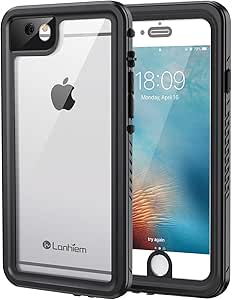 Lanhiem iPhone 6 / 6s Case, IP68 Waterproof Dustproof Shockproof Case with Built-in Screen Protector, Full Body Sealed Underwater Protective Clear Cover for iPhone 6 / 6s (Black)